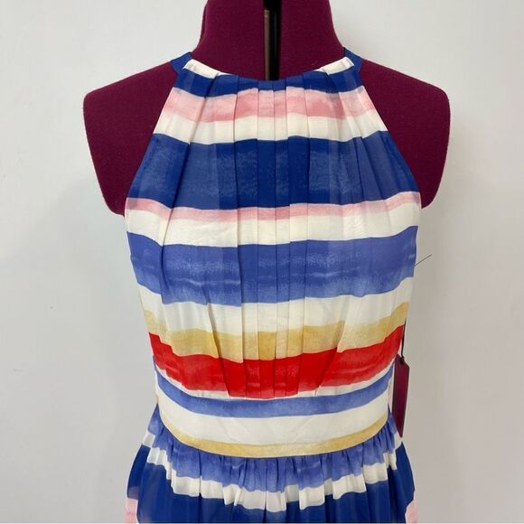 Vince Camuto stripe maxi dress blue red pink whiteUS 8 - Picture 4 of 13
